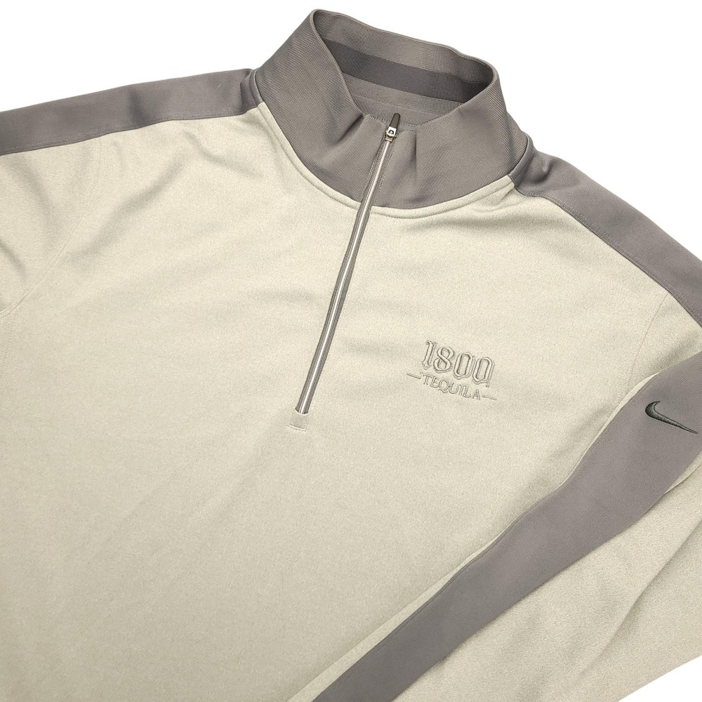Nike Golf Dri-FIT Pullover Mens XL Beige Gray 1/4 Zip Long Sleeve 1800 Tequila